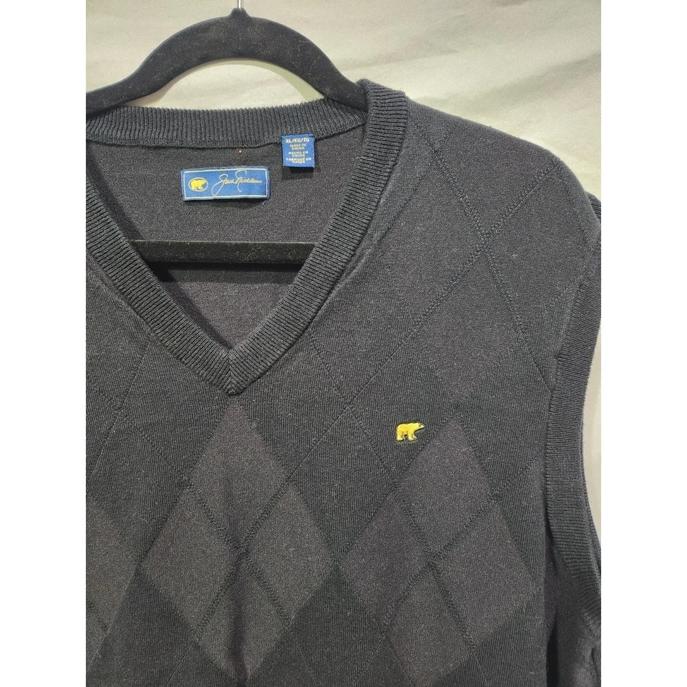 JACK NICKLAUS Men's Black Golf Argyle Diamond Sweater Vest‎ XL Preppy Minimalist